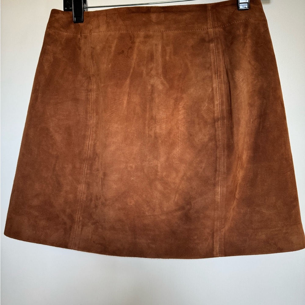 Sézane Nehir Caramel Goat Leather/Suede Skirt size 36 - Picture 8 of 11